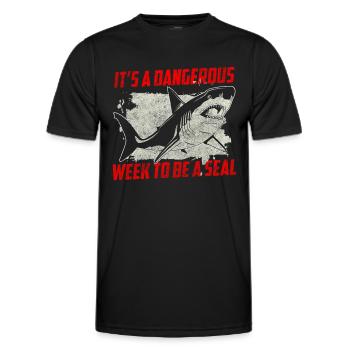 Grand requin blanc aileron dent de requin - T-shirt sport Homme - noir - Devant - AI Model Male 178 dark (178cm)