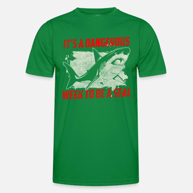 Great White Shark Fin Shark Tooth Men's Functional T-Shirt