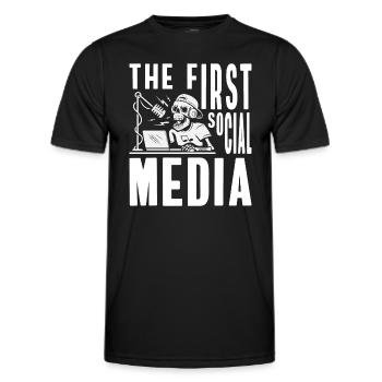 Moderator Announcement Job - Men's Functional T-Shirt - black - Front - AI Model Male 178 dark (178cm)