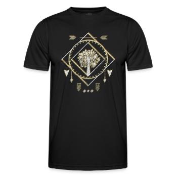 Rune Symbolik Krieger Spirit - Männer Funktions-T-Shirt - Schwarz - Vorne - AI Model Male 178 dark (178cm)