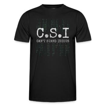 Autodérision d’un collègue idiot - T-shirt sport Homme - noir - Devant - AI Model Male 178 dark (178cm)