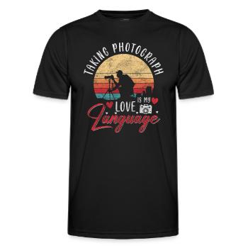 Kamera Fotografie Objektiv Herzschlag - Männer Funktions-T-Shirt - Schwarz - Vorne - AI Model Male 178 dark (178cm)