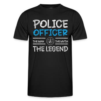 Menottes de shérif droit de policière - T-shirt sport Homme - noir - Devant - AI Model Male 178 dark (178cm)