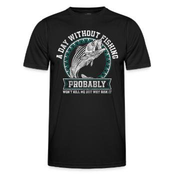 Angler Fishing Bait - Men's Functional T-Shirt - black - Front - AI Model Male 178 dark (178cm)