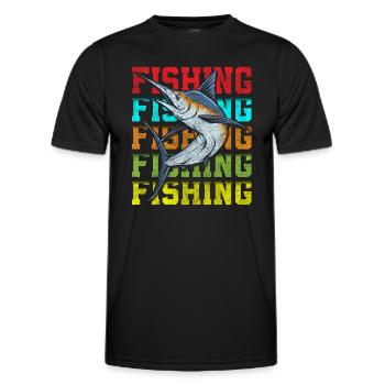 pêche, perche, appât, brochet - T-shirt sport Homme - noir - Devant - AI Model Male 178 dark (178cm)