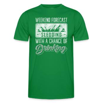 Rodeln Schnee Piste Winterurlaub - Männer Funktions-T-Shirt - Kelly Green - Vorne - AI Model Male 178 dark (178cm)