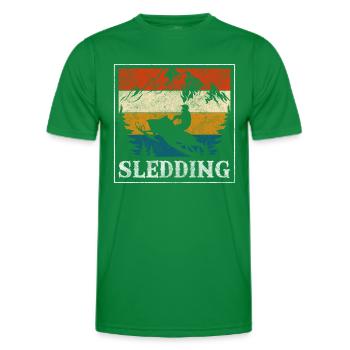 Sledding Ski Holiday Fun - Men's Functional T-Shirt - kelly green - Front - AI Model Male 178 dark (178cm)