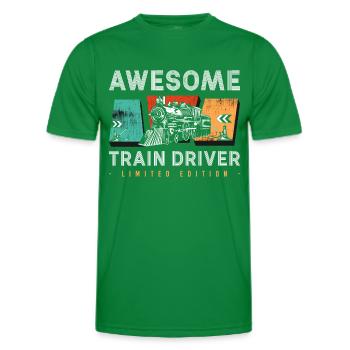 Train Driver Railway Worker Occupation Station - Men's Functional T-Shirt - kelly green - Front - AI Model Male 178 dark (178cm)
