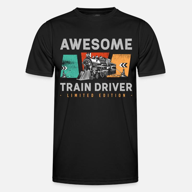 Zugführer Eisenbahner Beruf Bahnhof - Männer Funktions-T-Shirt - Schwarz