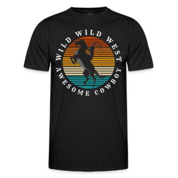Wilder Westen Western Reitsport Revolver - Männer Funktions-T-Shirt - Schwarz - Vorne - AI Model Male 178 dark (178cm)