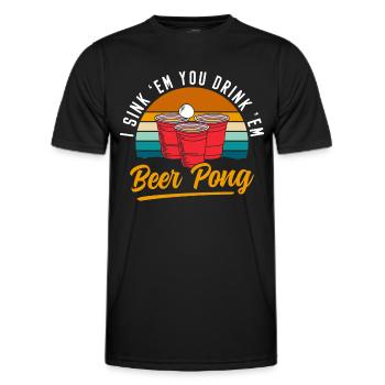 Beer Pong Saufen Trinkspiel Säufer - Männer Funktions-T-Shirt - Schwarz - Vorne - AI Model Male 178 dark (178cm)