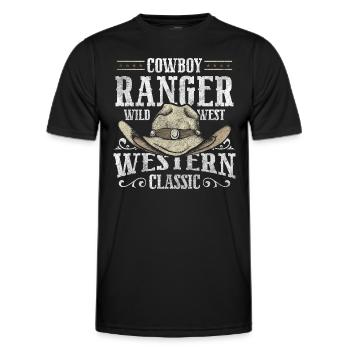 Wild West Sheriff Western Master Bottes Cowboy - T-shirt sport Homme - noir - Devant - AI Model Male 178 dark (178cm)