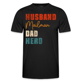Post parcel service - Men's Functional T-Shirt - black - Front - AI Model Male 178 dark (178cm)