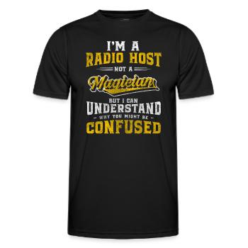 Annonce de l’émission de présentation de l’onde radio - T-shirt sport Homme - noir - Devant - AI Model Male 178 dark (178cm)