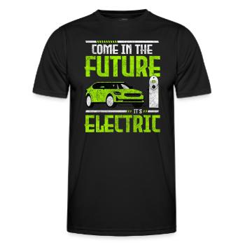Electric Car Electric Vehicle - Men's Functional T-Shirt - black - Front - AI Model Male 178 dark (178cm)