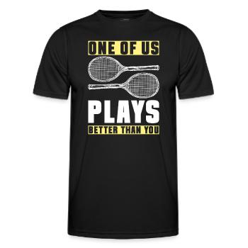 Tennis Racket Backhand Serve - Men's Functional T-Shirt - black - Front - AI Model Male 178 dark (178cm)
