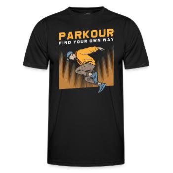 Parkour Roller Extreme Sports Jump - Men's Functional T-Shirt - black - Front - AI Model Male 178 dark (178cm)