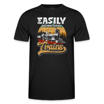 Transformateur de trains de trains miniatures - T-shirt sport Homme - noir - Devant - AI Model Male 178 dark (178cm)