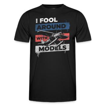 Airplane Remote Control Pilot Test Pilot - Men's Functional T-Shirt - black - Front - AI Model Male 178 dark (178cm)
