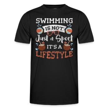 Swimming Swimming Pool Endurance Swimming Instructor - Men's Functional T-Shirt - black - Front - AI Model Male 178 dark (178cm)