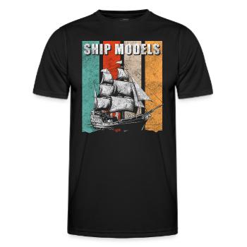 Maquette de bateau Constructeur RC Skipper de navire - T-shirt sport Homme - noir - Devant - AI Model Male 178 dark (178cm)