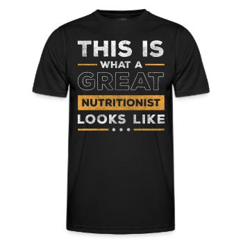 Objectif de l’aide du conseiller - T-shirt sport Homme - noir - Devant - AI Model Male 178 dark (178cm)