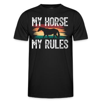 Mein Pferd, Meine Regeln. Rittergeschenk . Reiterin. - Männer Funktions-T-Shirt - Schwarz - Vorne - AI Model Male 178 dark (178cm)