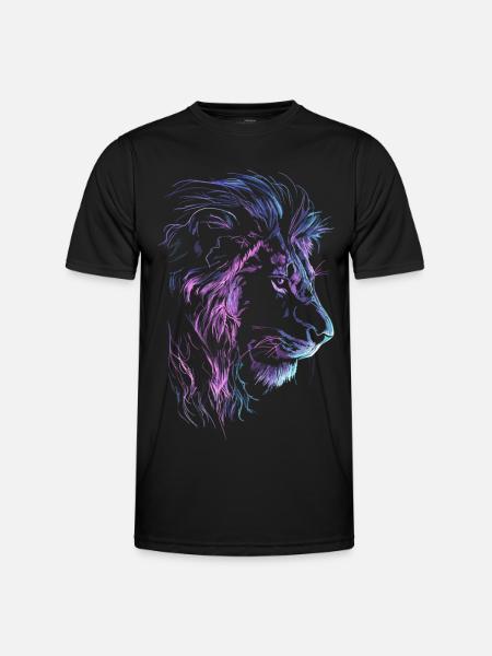 Löwe Bunt Löwenkopf Neon Farbenfroh Raubtier Kunst - Männer Funktions-T-Shirt - Schwarz