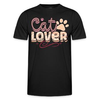 Amoureux des chats - T-shirt sport Homme - noir - Devant - AI Model Male 178 dark (178cm)