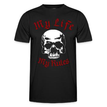 My Life - My Rules Skull - Men's Functional T-Shirt - black - Front - AI Model Male 178 dark (178cm)