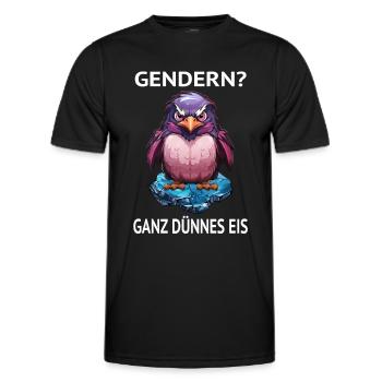 Gendern Gender Gendersternchen Ganz Dünnes Eis - Männer Funktions-T-Shirt - Schwarz - Vorne - AI Model Male 178 dark (178cm)