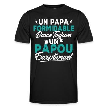 Un Papa Formidable donne un Papou Exceptionnel - T-shirt sport Homme - noir - Devant - AI Model Male 178 dark (178cm)
