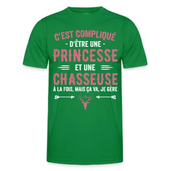 Chasseuse Chasse Cerf Princesse Cadeau Chasseresse - T-shirt sport Homme - vert - Devant - AI Model Male 178 dark (178cm)