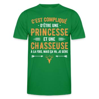 Chasseuse Chasse Cerf Princesse Cadeau Chasseresse - T-shirt sport Homme - vert - Devant - AI Model Male 178 dark (178cm)