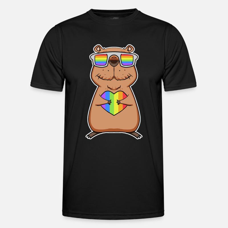 Capybara Capybara Regnbåge - Funktions-T-shirt herr - svart