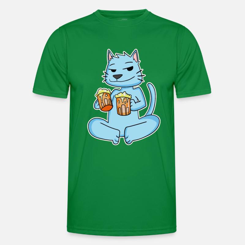 Katze mit Bier Männer Funktions-T-Shirt