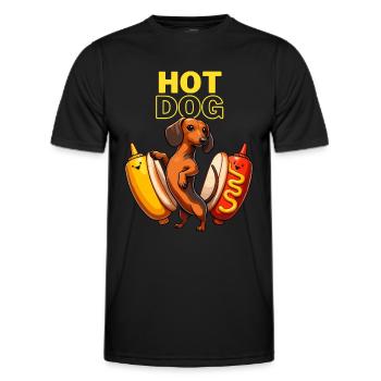 Hot Dog Dackel Hund Grillen Fast Food Senf Lustig - Männer Funktions-T-Shirt - Schwarz - Vorne - AI Model Male 178 dark (178cm)