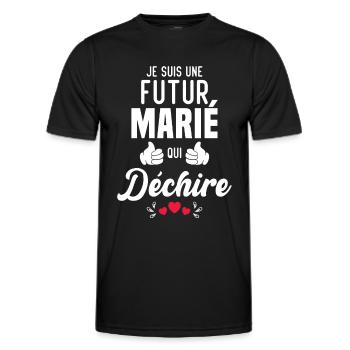 Cadeau Je suis un futur marié qui déchire - T-shirt sport Homme - noir - Devant - AI Model Male 178 dark (178cm)