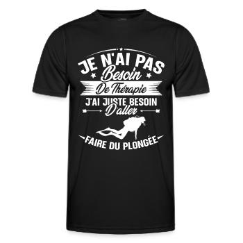 J'ai juste besoin d'aller faire du plongée - T-shirt sport Homme - noir - Devant - AI Model Male 178 dark (178cm)