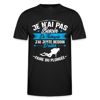 J'ai juste besoin d'aller faire du plongée - T-shirt sport Homme - noir - Devant - AI Model Male 178 dark (178cm)