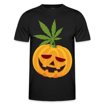 Wide 420 Pumpkin stoned for Halloween Funny - Men's Functional T-Shirt - black - Front - AI Model Male 178 dark (178cm)