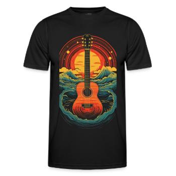 Retro Guitar - Men's Functional T-Shirt - black - Front - AI Model Male 178 dark (178cm)