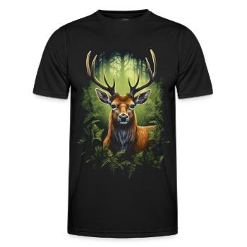 Hirsch - Männer Funktions-T-Shirt - Schwarz - Vorne - AI Model Male 178 dark (178cm)
