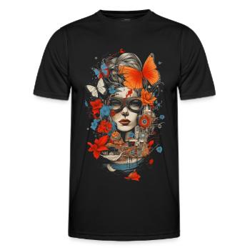 one of a kind, flowers and women - Men's Functional T-Shirt - black - Front - AI Model Male 178 dark (178cm)