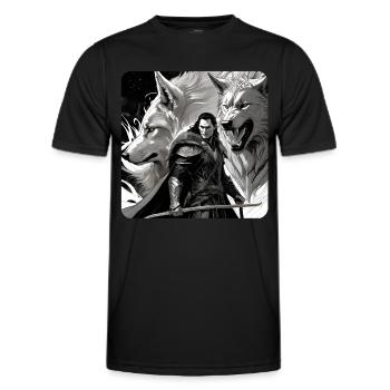 Loki avec le loup de Fenri Asgard Ragnarok - T-shirt sport Homme - noir - Devant - AI Model Male 178 dark (178cm)