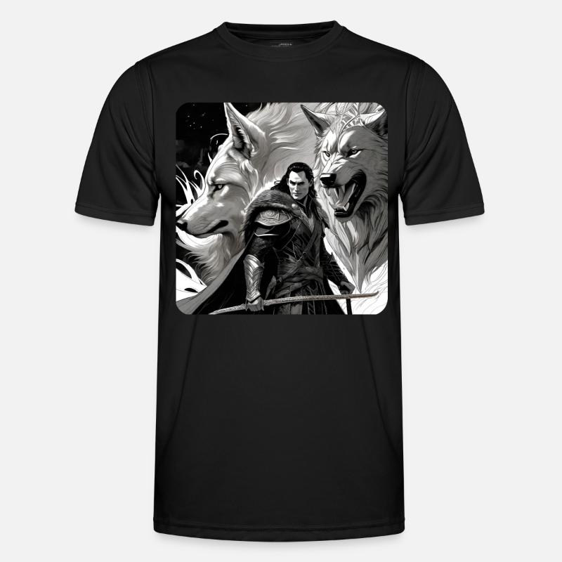 Loki mit Fenris Wolf Asgard Ragnarok - Männer Funktions-T-Shirt - Schwarz