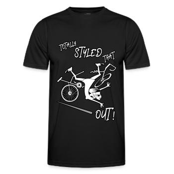 Funny Bike Accident, Bicycle Crash, Cycling Girl - Men's Functional T-Shirt - black - Front - AI Model Male 178 dark (178cm)