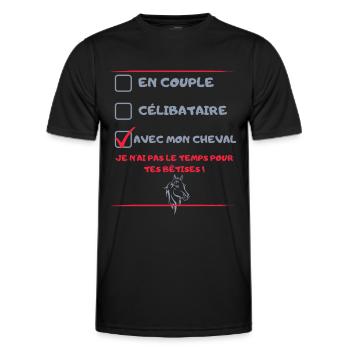 Couple Célibataire Avec Mon Cheval Cadeau Cavalier - T-shirt sport Homme - noir - Devant - AI Model Male 178 dark (178cm)