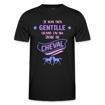 Je Suis Gentille Dose De Cheval Cadeau Cavalières - T-shirt sport Homme - noir - Devant - AI Model Male 178 dark (178cm)