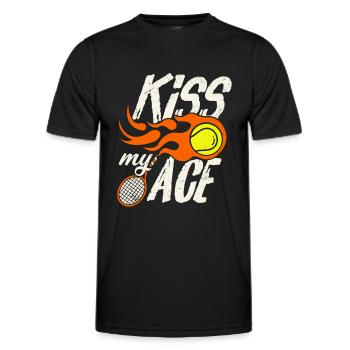 "Kiss my Ace" Tennis Humor Geschenk - Männer Funktions-T-Shirt - Schwarz - Vorne - AI Model Male 178 dark (178cm)